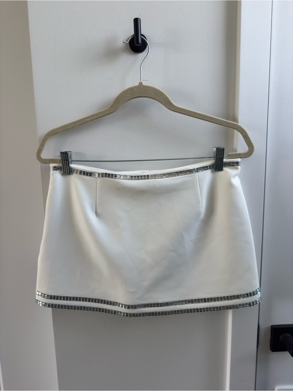 Zara White Mini Skirt with Silver Trim